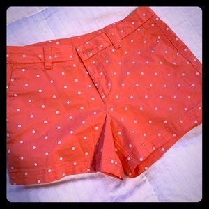 Pink and white polka dot shorts